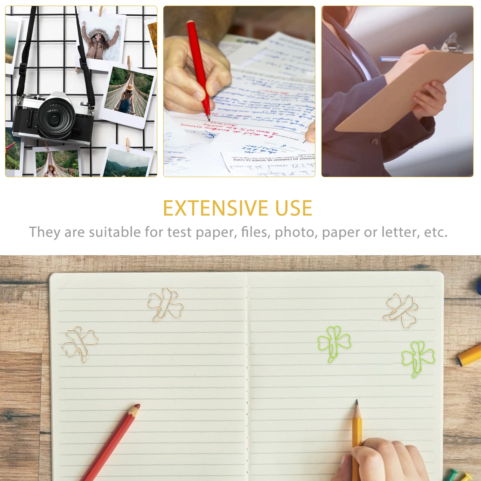 45 Pcs Cute Green Leaf Note Clips Clover Bookmark Shamrock Paperclips Photo Office Three