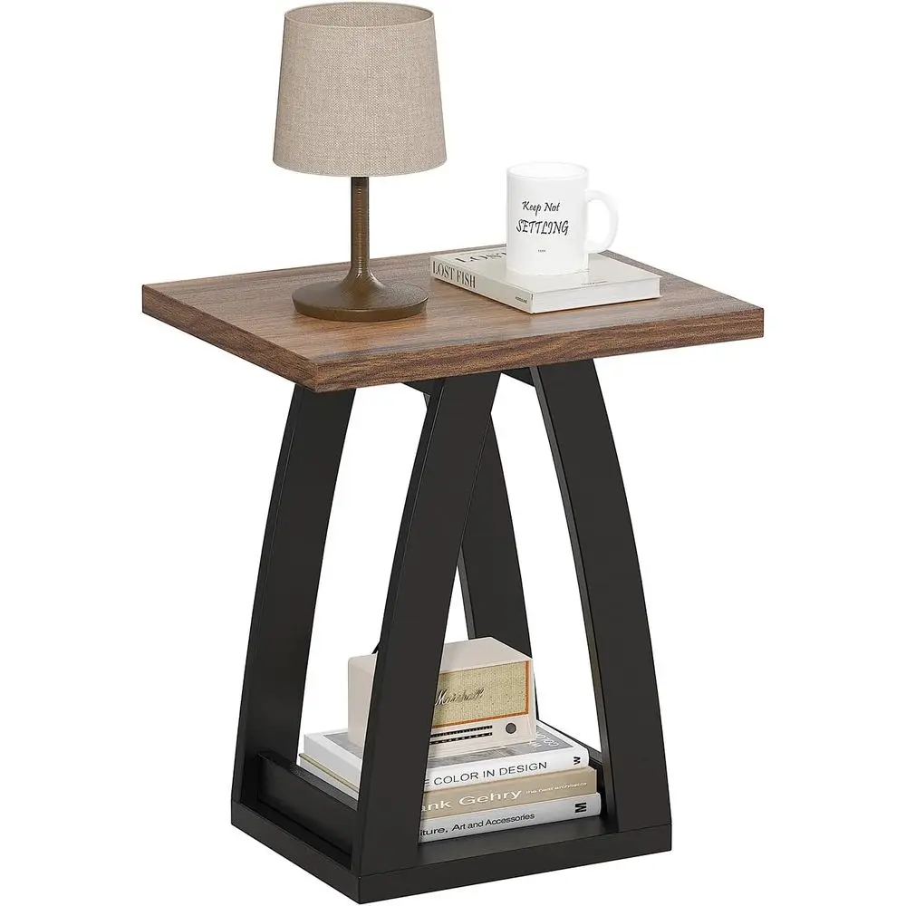 End Tables Living Room. Side Table Beside Soa. ern End Table or Living Room. Couch Side Table with Shel. Black-Brown Wood Side