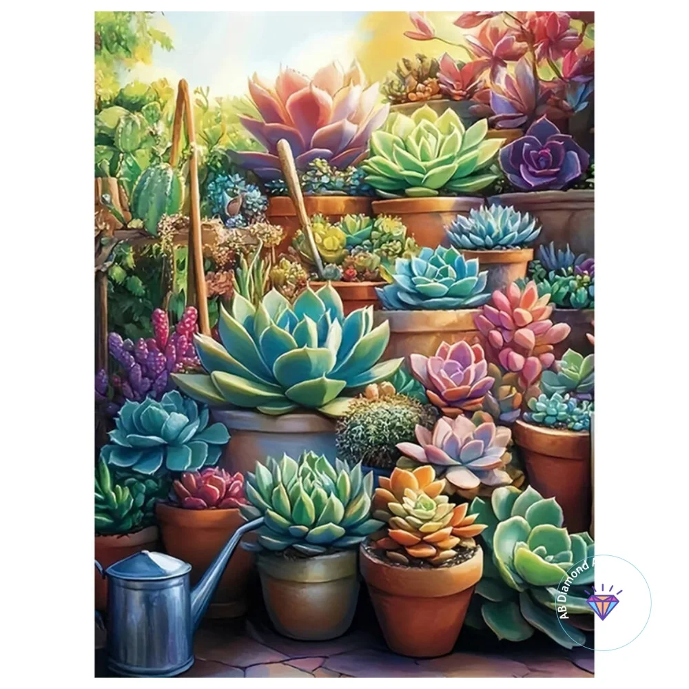 

Succulent Plants AB Diamond Painting Kit Square Round Diamond 5D DIY Cross Embroidery Handmade Art Exquisite Gift Home Decor