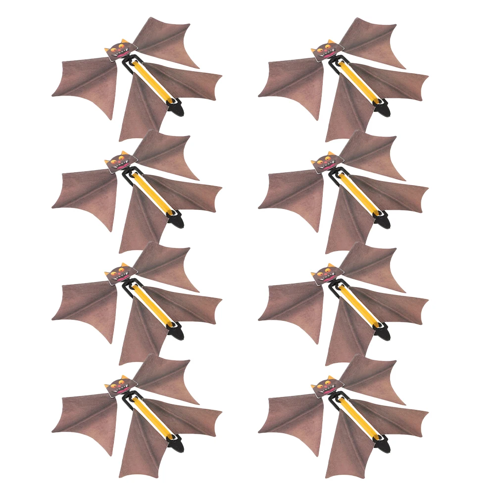 8個入り 飛ぶゼンマイ仕掛けのいたずらグッズ ハロウィンパーティー 子供向け サプライズトリック 頑丈なプラスチック製ゼンマイ仕掛けコウモリ ミニゲーム