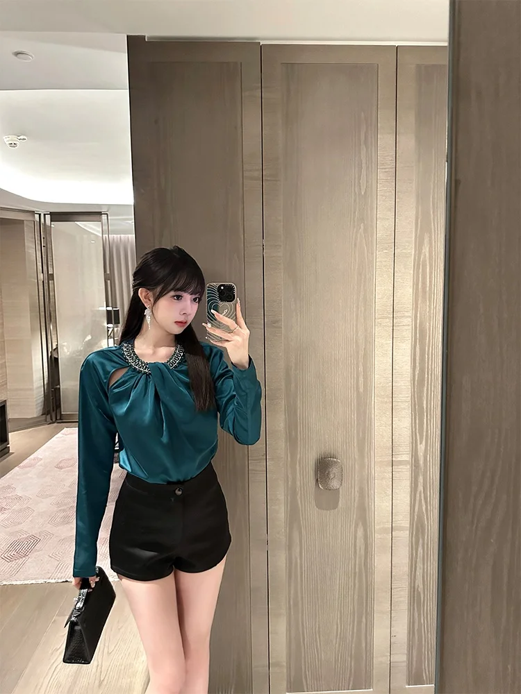 

Женская модная блузка Roselyn Peaco с вырезами и узлами, украшенная камнями, новинка весна-лето