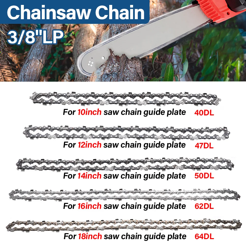 10/12/14/16/18inch 3/8'LP Pitch 0.050 inch Gauge Chainsaw Chain 40/47/50/62/64 Drive Link Chainsaws Replacement Garden Cutting