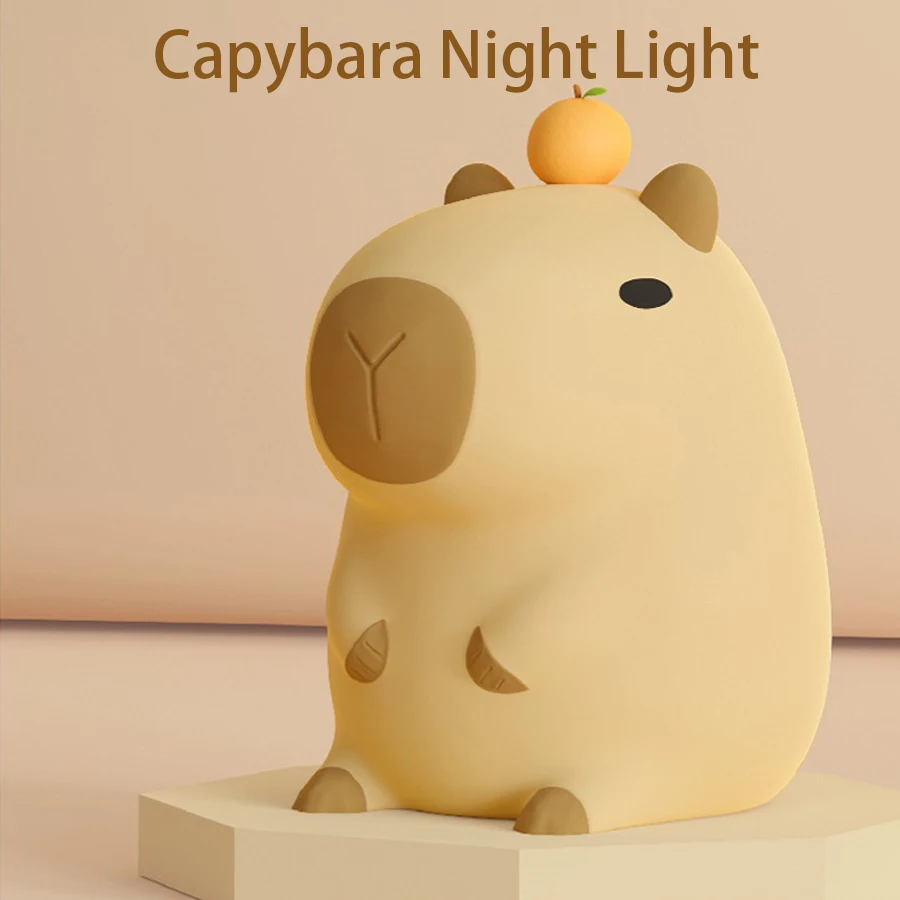 Veilleuse en Silicone Capybara, Rechargeable par USB, Animal de Dessin Animé Mignon, Lampe de oral et, Sommeil, Minuterie, Gradation, Décor de Chambre, Cadeau pour Enfant