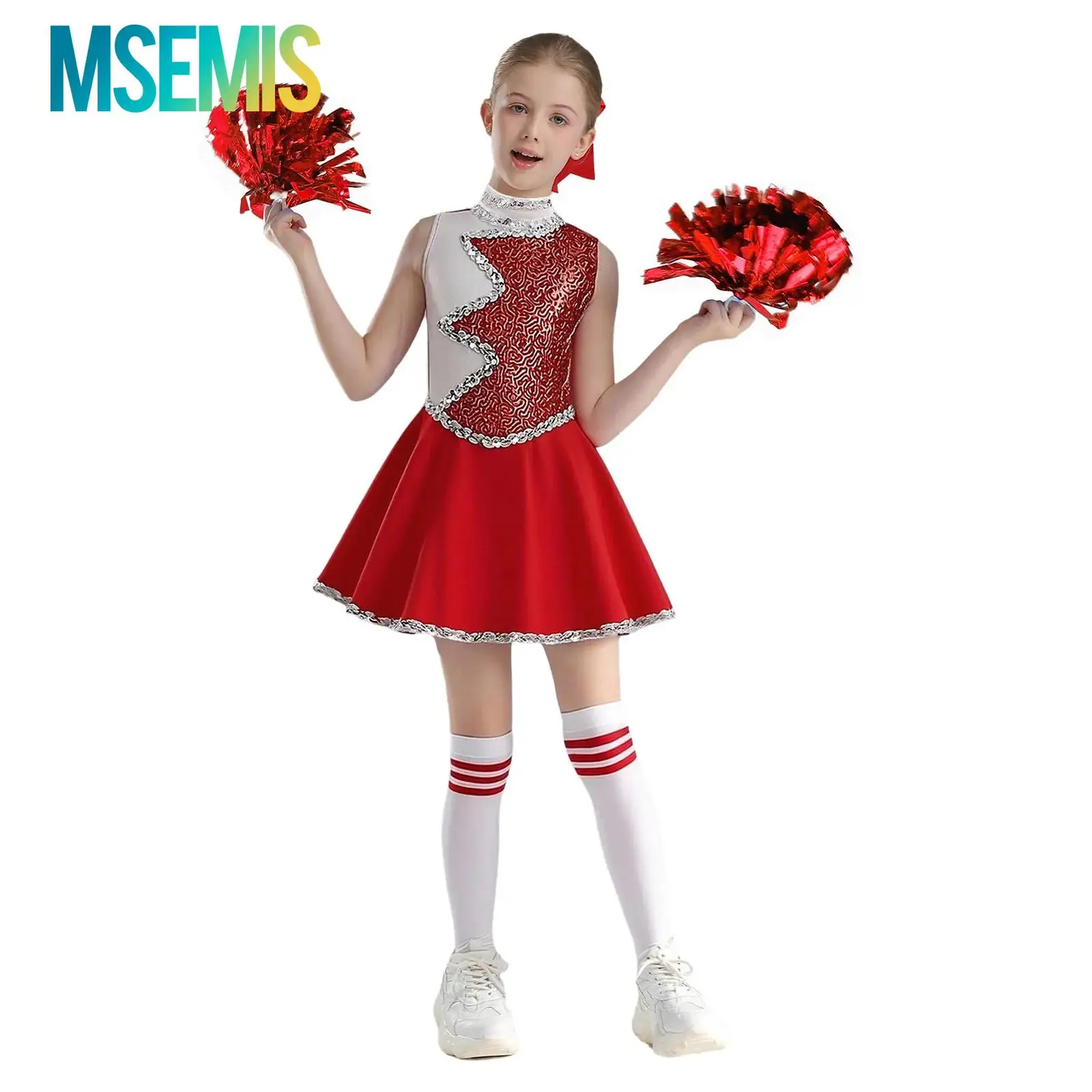 kids-girls-glittery-sequins-cheerleader-costume-cheerleading-costume-dance-outfit-dress-with-headwear-flower-balls-and-socks