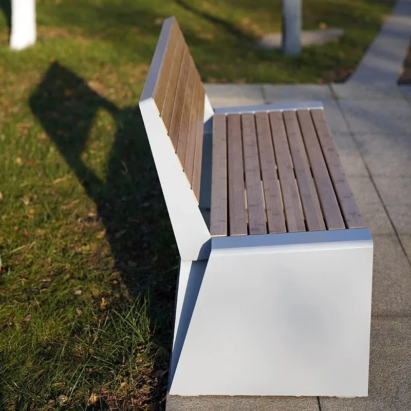 

Современный дизайн, уличная мебель, коммерческий класс, композитная садовая скамейка для патио со спинкой для городских общественных парков или вилл