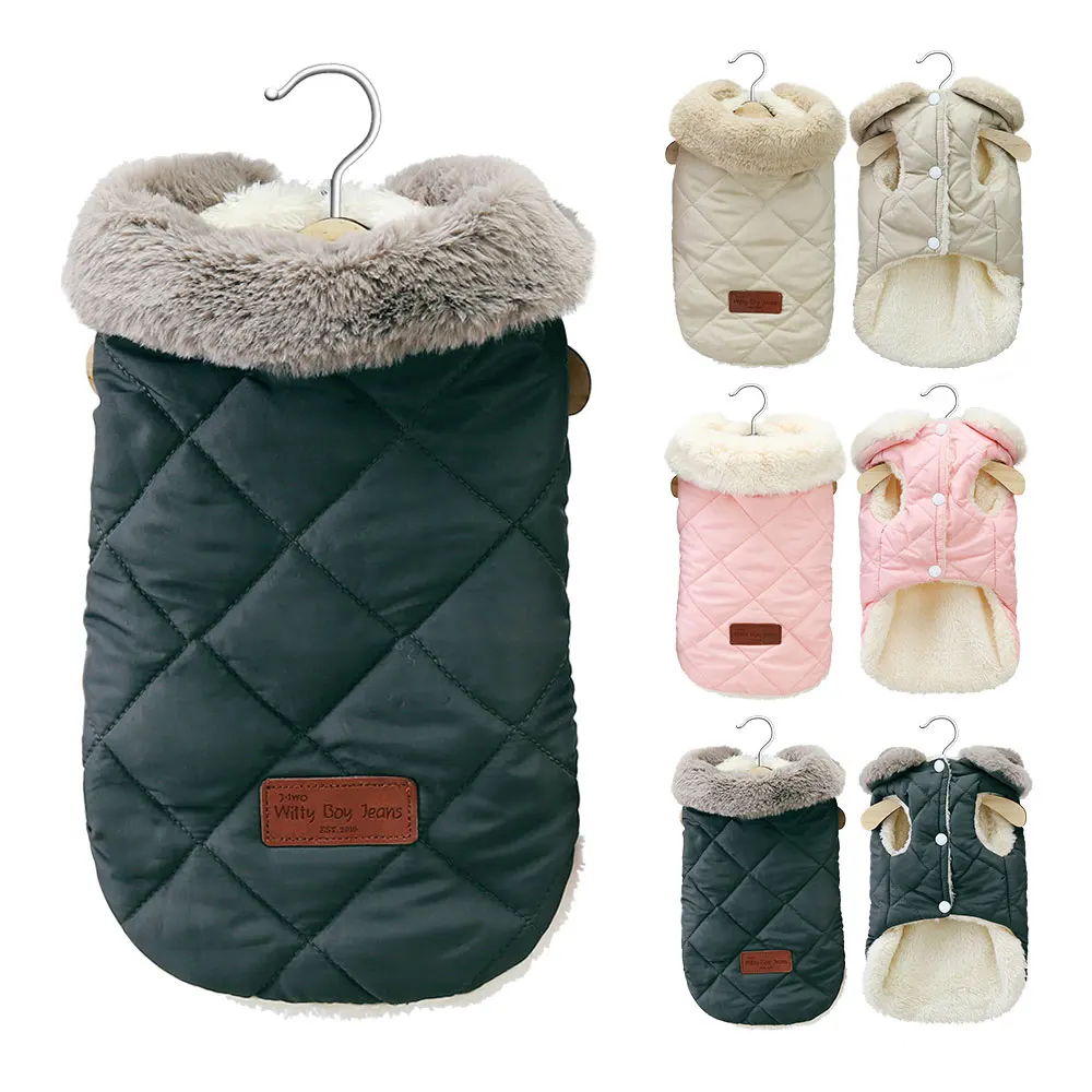 

Winter Pet Jacket Clothes Super Warm Small Dogs Clothing With Fur Collar Cotton Pet Outfits French Bulldog Coat Vest Chihuahua