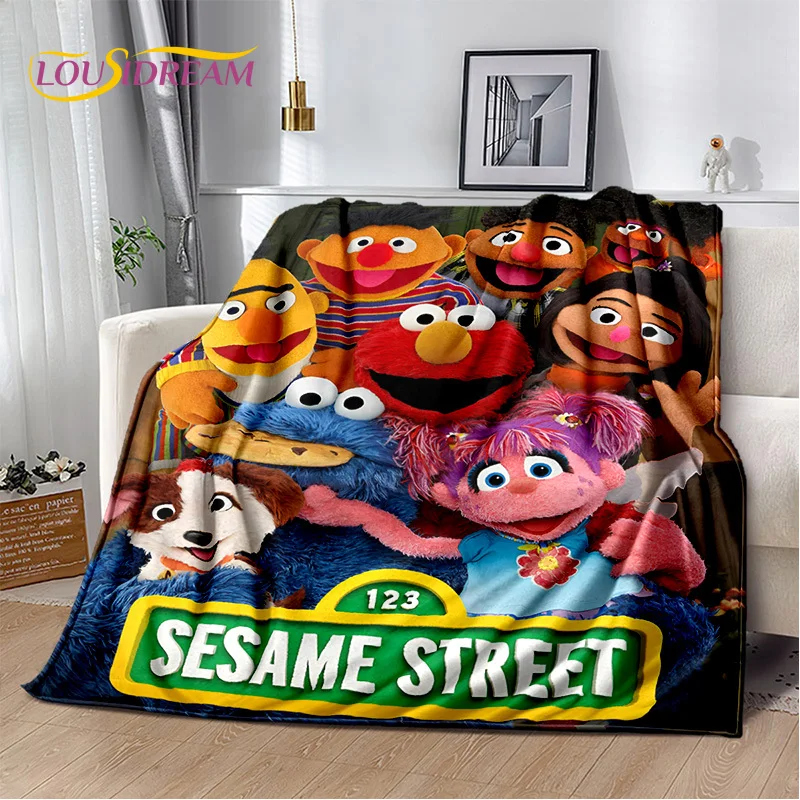 Cartoon Sesame Street Cute Soft Blankets,Keep Warm Throw Blanket Comfortable Blanket for Picnic Beds Sofa Home Bedroom Gift Kid