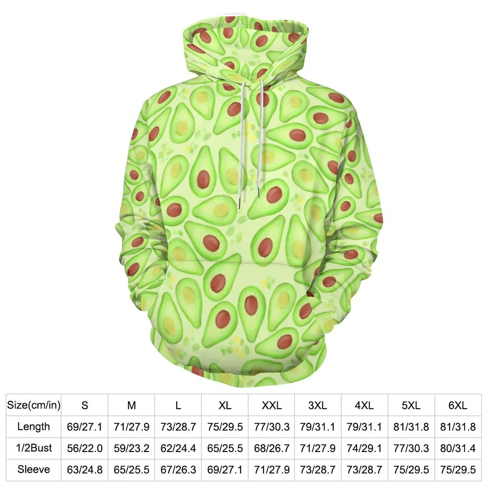 Avocado Party Casual Hoodies Funny Fruit Print Elegant Graphic Loose Hoodie Winter Long Sleeve Classic Oversize Top