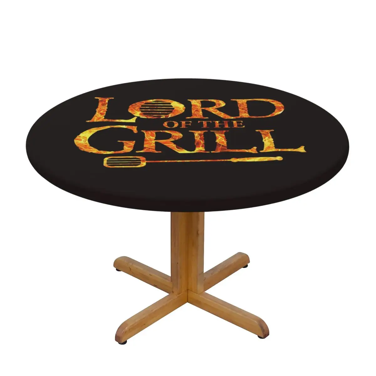Lord Of The Grill, Barbecue Chef Waterproof Round Tablecloth Oilproof Table Cloth for Kitchen Events Dining Table Cover