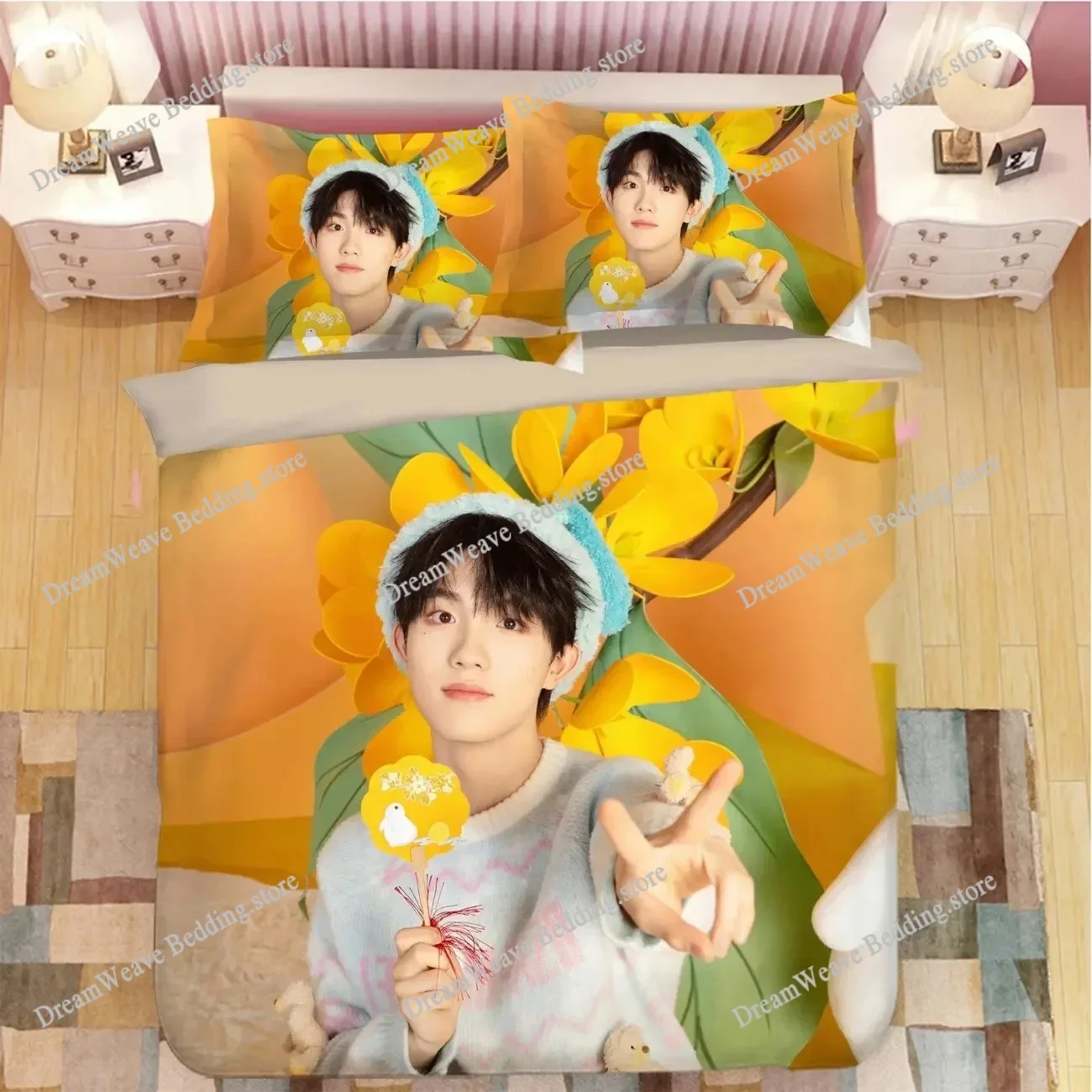 TF Family Su Xinhao Picture Double Bedding Set SXH Lifestyle Photo Single Dormitory Student Knit Duvet Cover+ Pillowcase963963