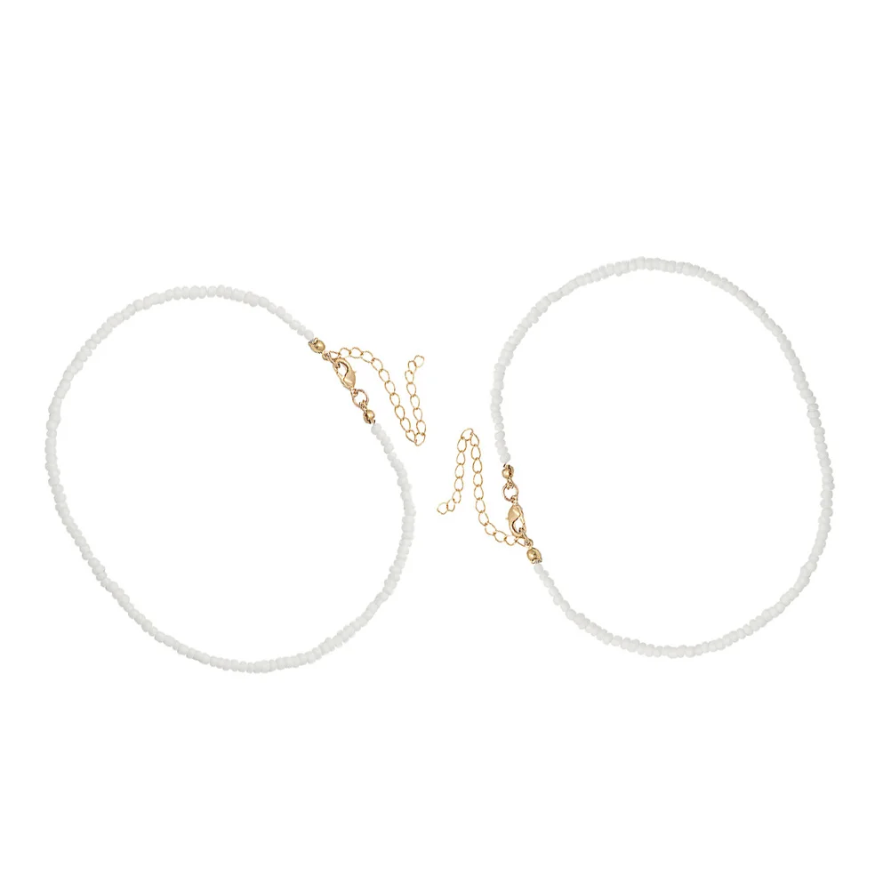 2 Stück Damen-Halskette mit farbigen Perlen, leichtes Perlen-Halsband für den täglichen Gebrauch, lässige Partykleidung, Modeschmuck, Perlen-Halskette für Frauen