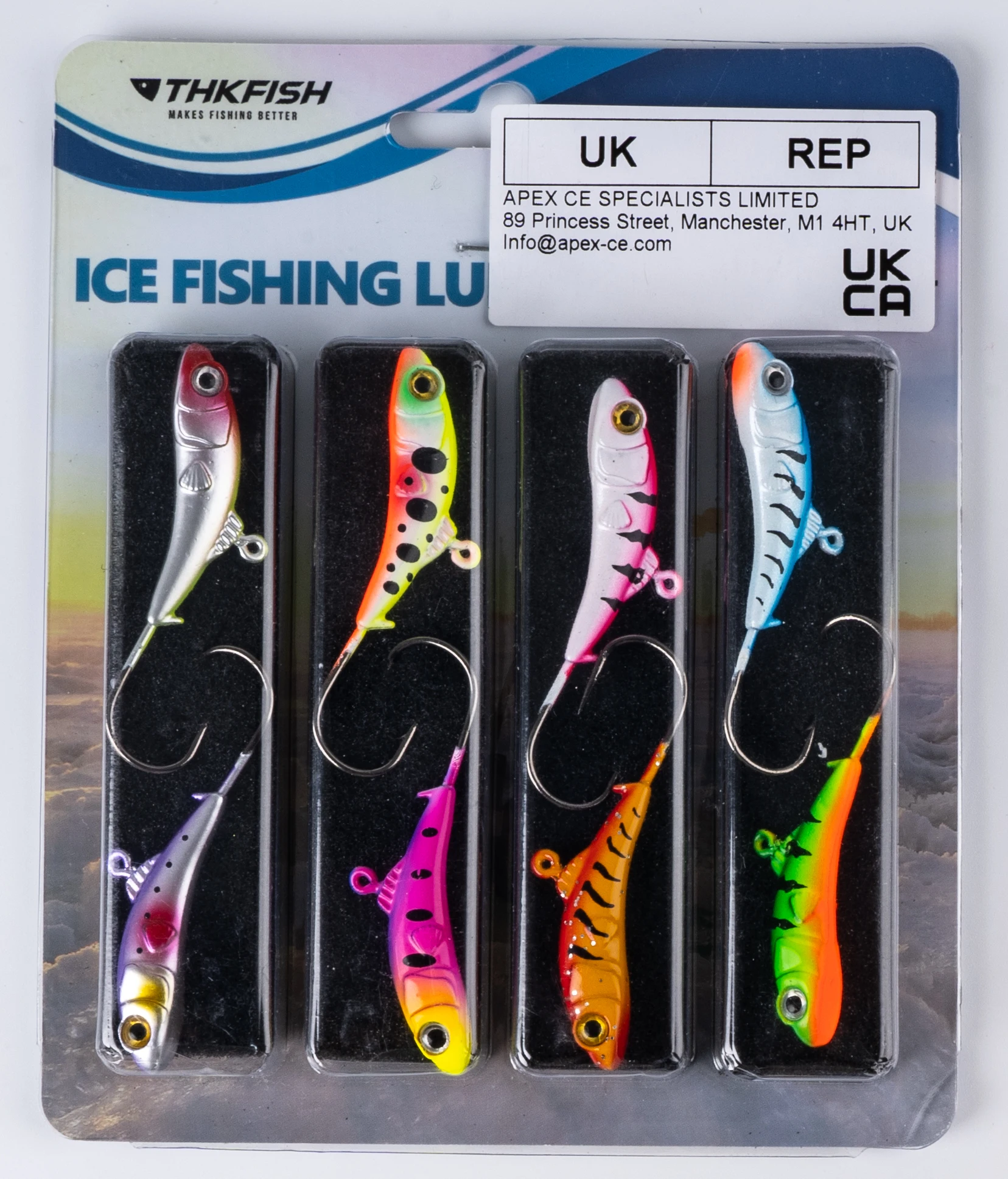 THKFISH 8-teiliges Eisfisch-Köder-Haken-Set, 5 g, 7 g, 10 g, 14 g, Eisfischen, Jigs, Köpfe, Widerhaken, Kit, Winter-Angelhaken, harte Köder