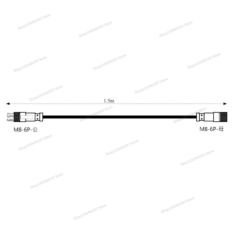 For Waterproof Version, Universal 1.5m Waterproof High Flexible Shielded Cable Extension Cable M8 6 Core 6P