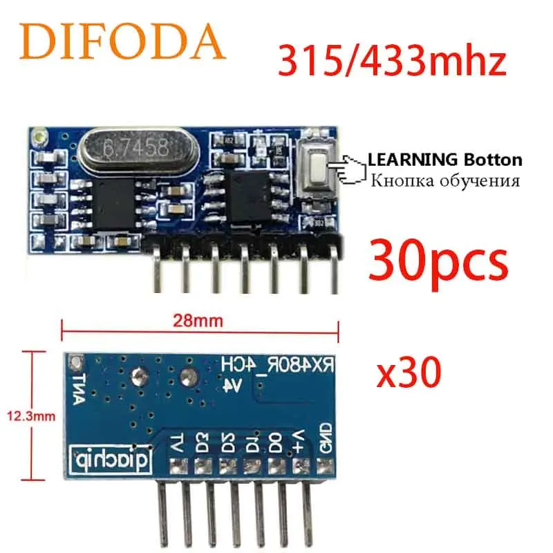 

433mhz RF Receiver Learning Code Decoder Module QIACHIP 30PCS 433 mhz Wireless 4 CH output For Remote Controls 1527 encoding