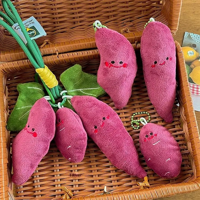 1 個かわいいかわいい紫芋ぬいぐるみキーホルダー漫画ペンダントバックパック車のキーホルダー装飾ギフト