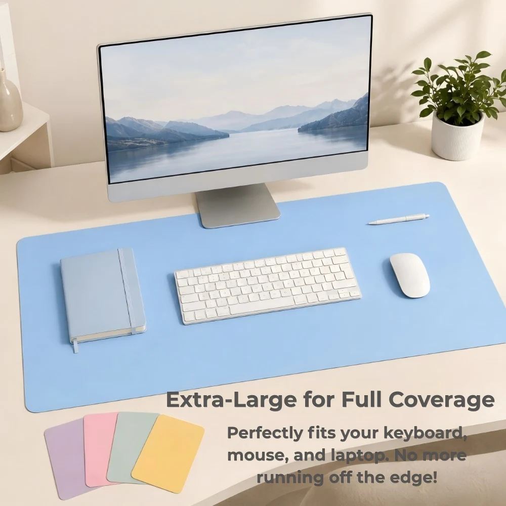 Leather Desk Protector Office Mat Large Mouse Mat Non-Slip PU Leather Blotter Laptop Desk Pad Waterproof Writing Pad for Home