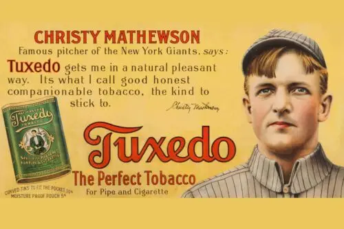 Tuxedo Tabacco Chirs Says Matterson 1905 Advertising All Metal Tin Sign  8 x 12