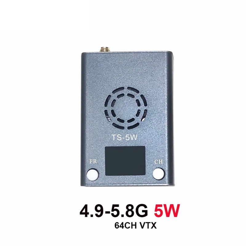 4.9-5.8G 5W VTX 64CH FPV Video Transmitter 25mW/5W High Power Adjustable for FPV Long Rang RC Drone-A51M