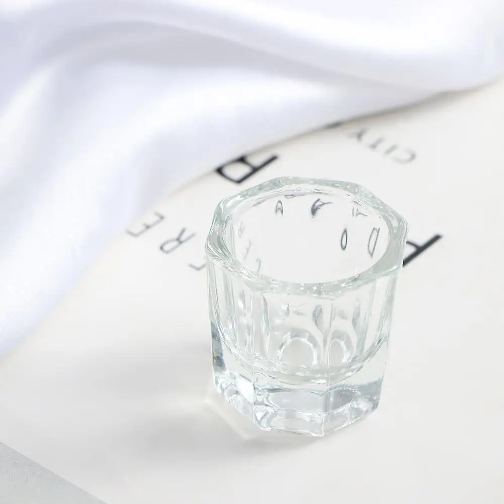 Auxiliary UV Mixing Glassware Container Powder Octagon Cup Crystal cup Manicure Tools Glass Cup