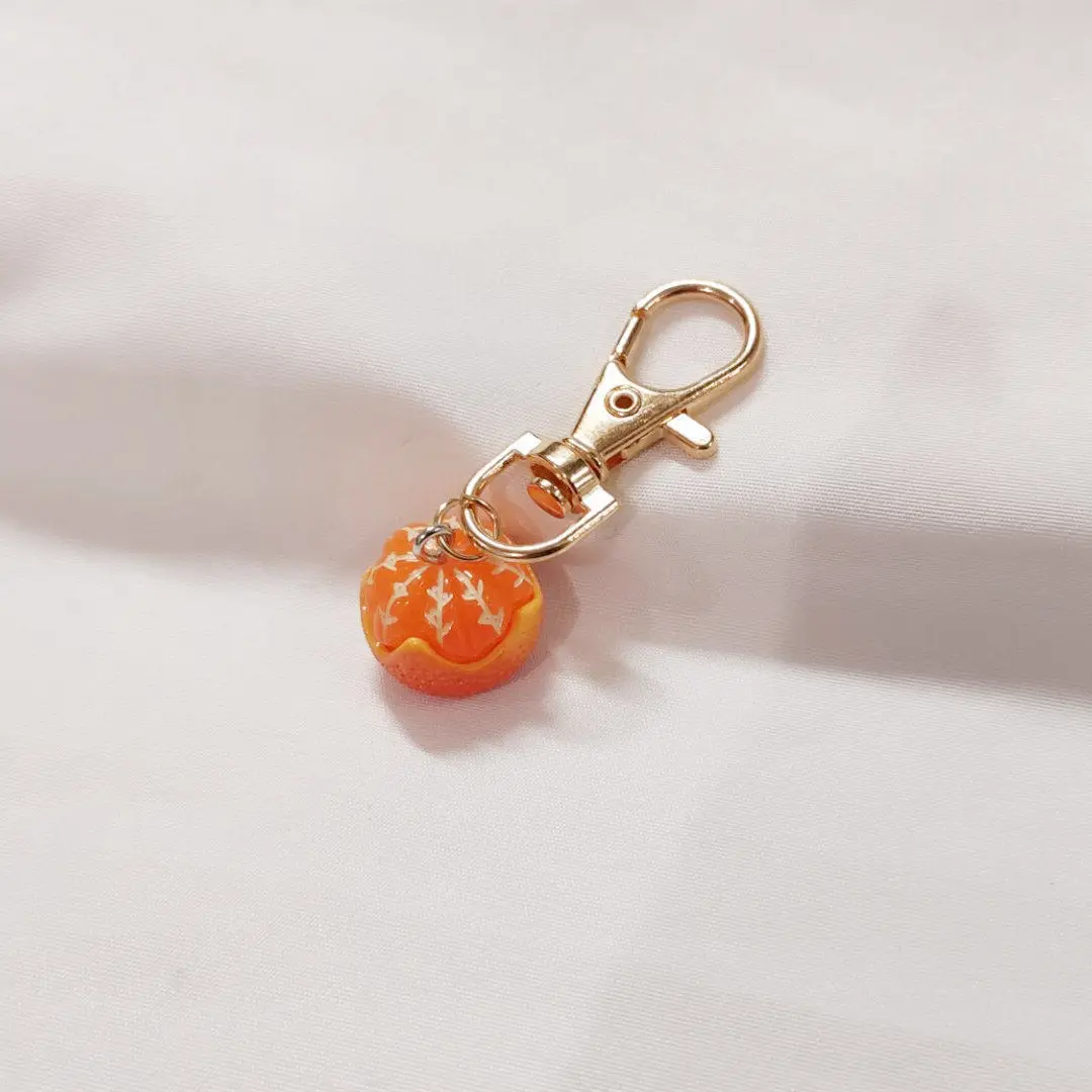 Resin Food Fruit Keychain Simulated Orange Key Chain Keyring DIY Funny Bag Charm Pendant Fashion Decor Accessory Gift