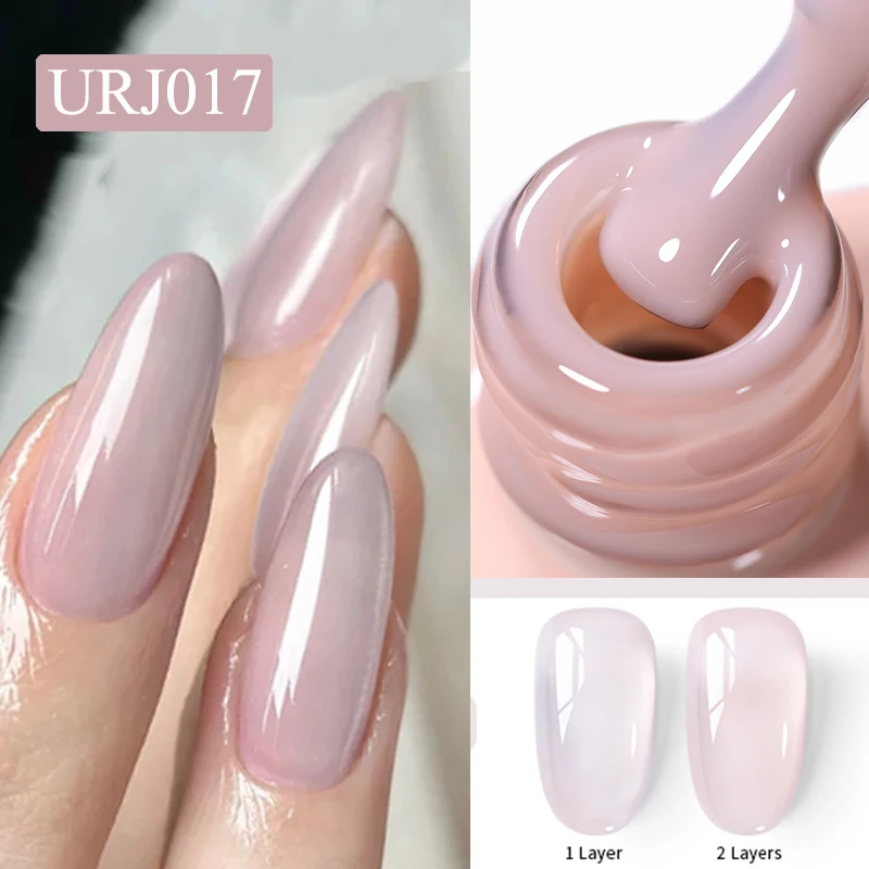 UR SUGAR 15ml Jelly Nude Pink Nail Gel Polish Pudding Translucent Color Gel Semi Permanent UV Gel Nail Art Soak Off Vanish