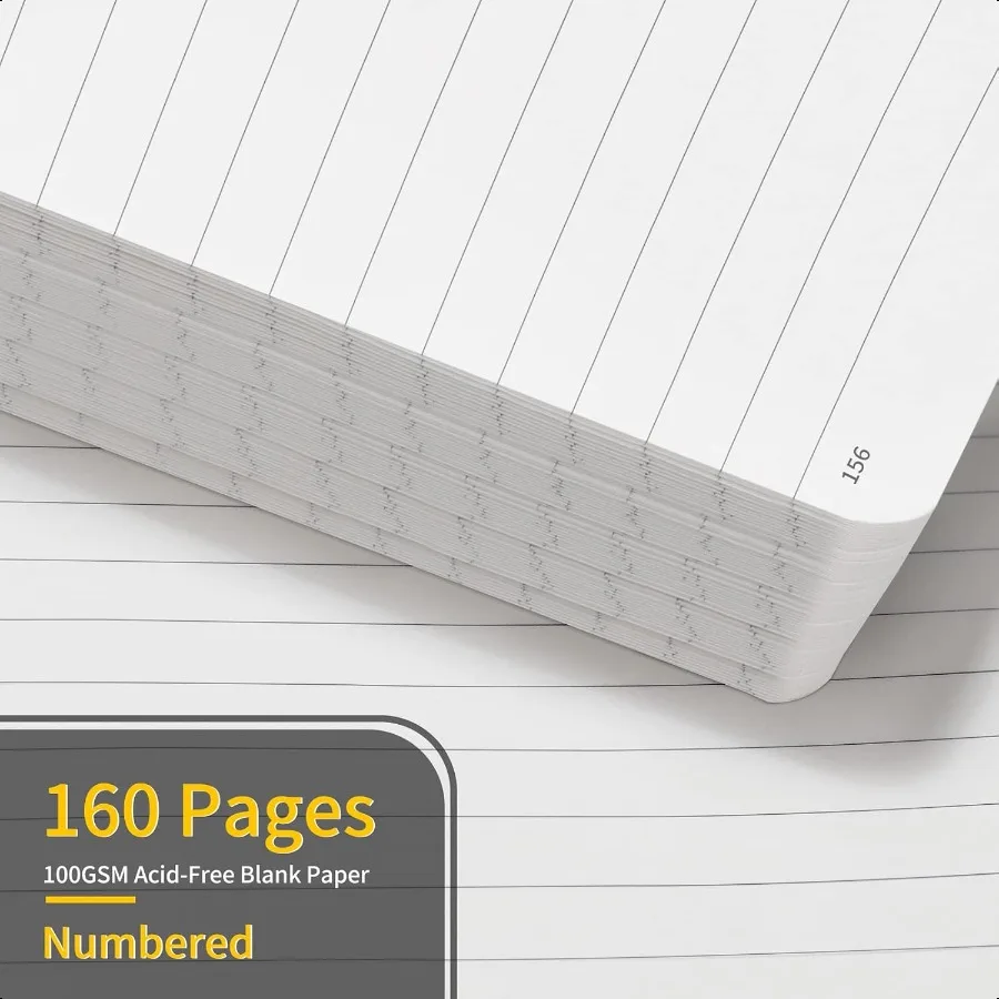 دفتر ملاحظات مكتبي بغلاف مقوى ومجلة مسطرة جامعية متوسطة 5.5 × 8.25 160 صفحة 100GSM ورق كتابة رمادي وأخضر