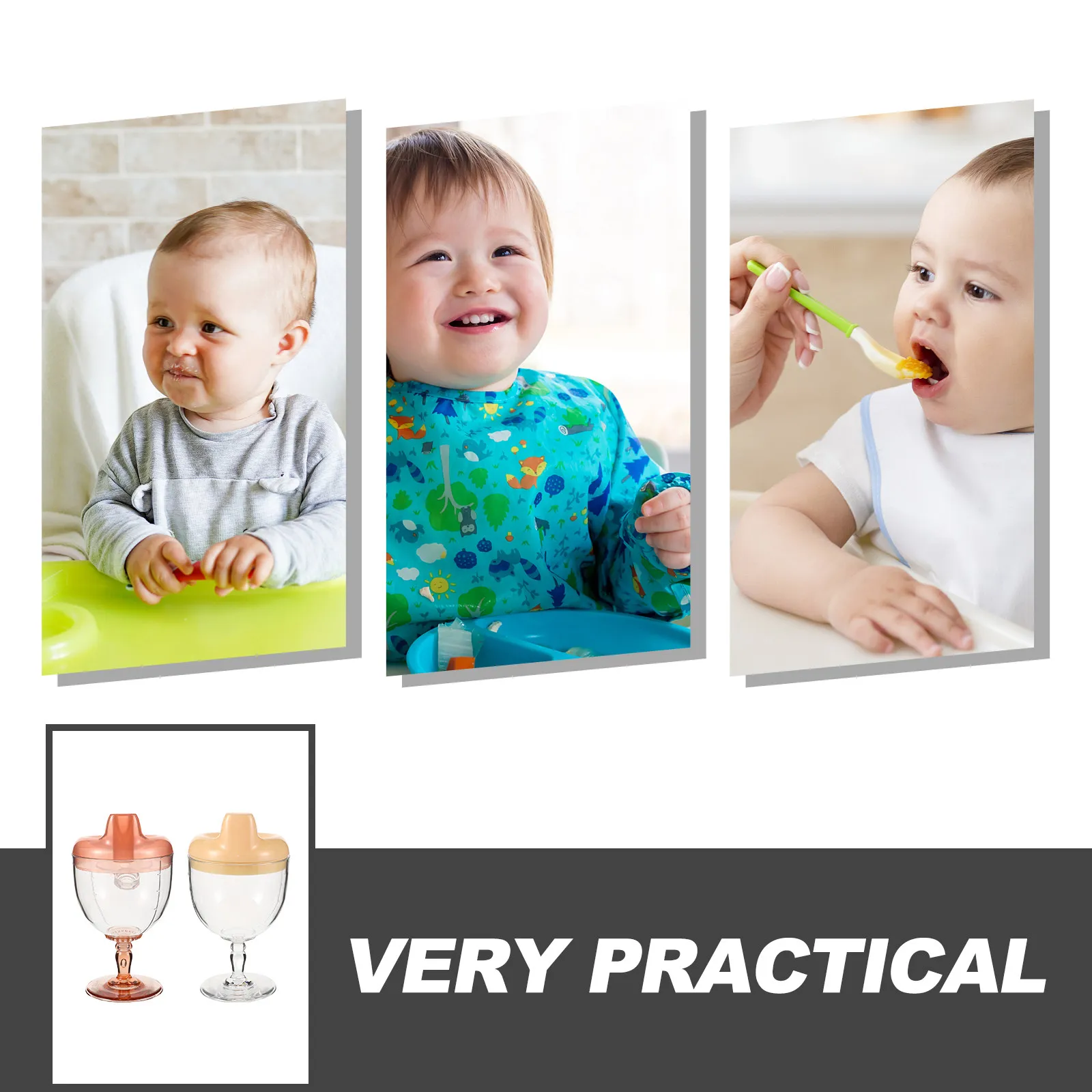 2Pcs Plastic Kids Goblet Cups Antidrop Toddler Milk Juice Water Cup Comfortable Grip Multipurpose Training Cup
