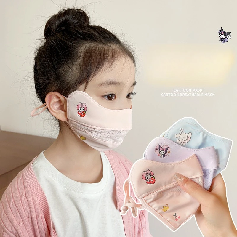 Miniso Kulomi Maschera solare per bambini Protezione UV Estate Bambine Filo di ghiaccio sottile Parasole traspirante Maschera per bambini