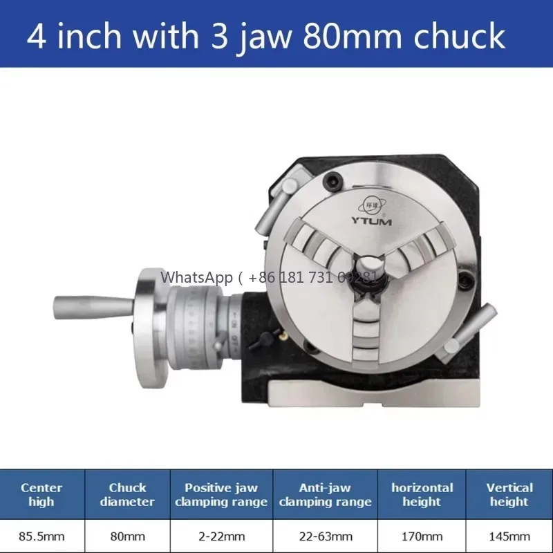 

Machine Tools Accessories 4 Inch Horizontal Vertical Universal Tilting Rotary Table Indexing Head With 80mm Chuck