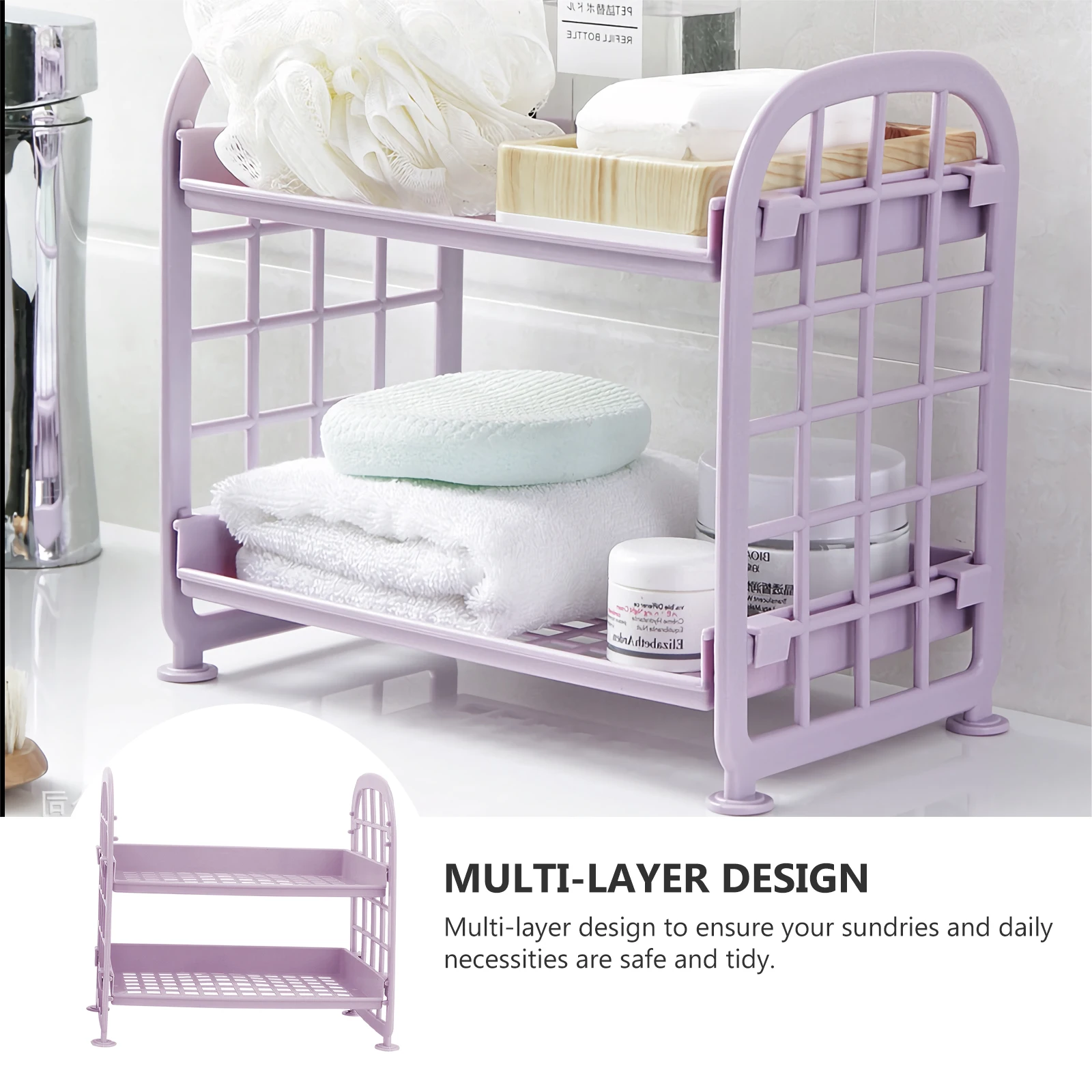 

4Pcs Storage Rack Shelves Double Layer Plastic Kitchen Bathroom Cabinet ganizer Holder Shelf Home Storage Solution