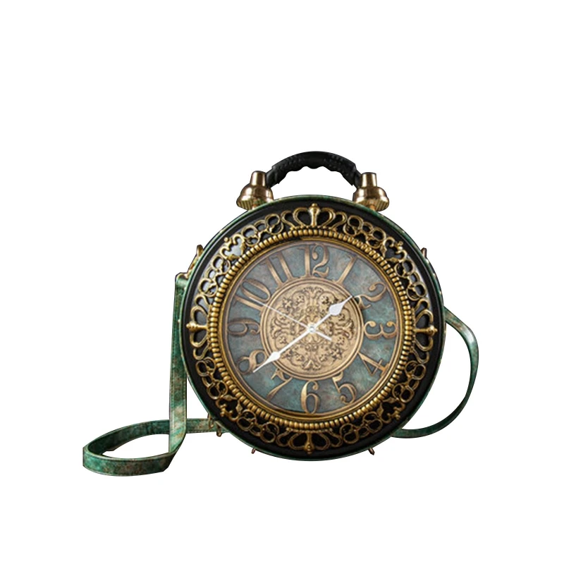 Novelty Real Working Clock Shoulder Crossbody Bags PU Leather Handbags for Women