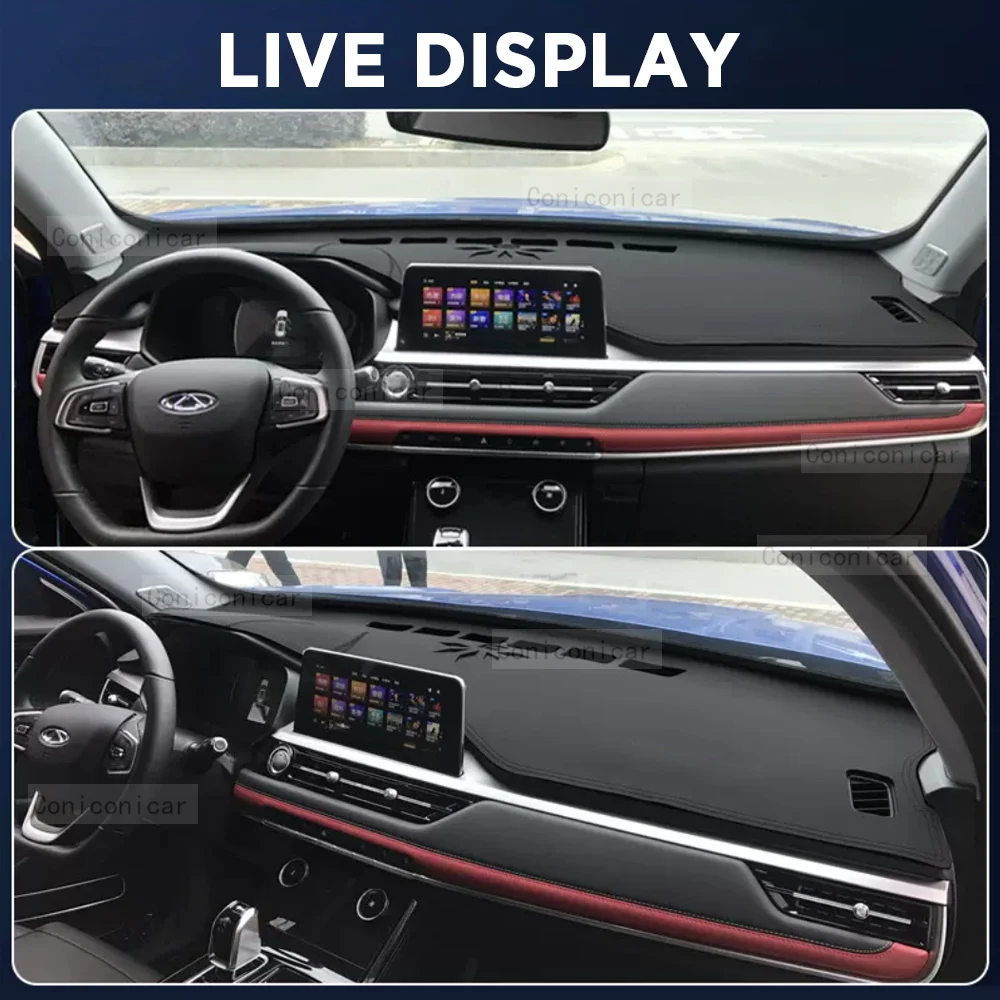 غطاء لوحة القيادة حصيرة وسادة واقية لشيري تيجو 4 برو 2022-2024 اكسسوارات السيارات داش مجلس ظلة المضادة للأشعة فوق البنفسجية السجاد داشمات