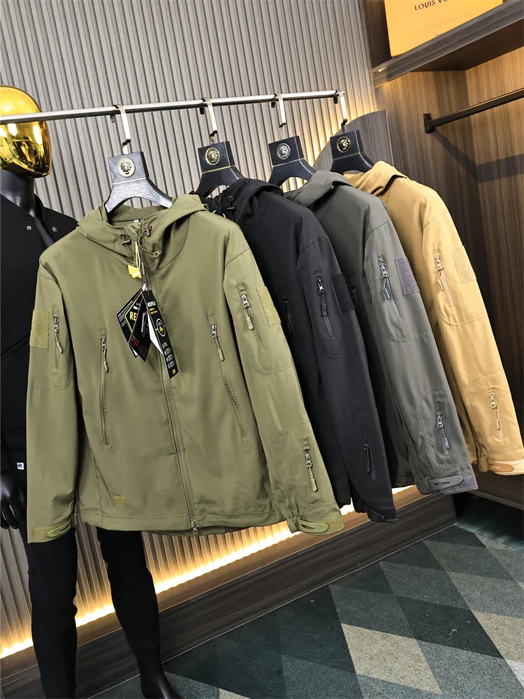 

Водонепроницаемая мужская куртка для скалолазания на открытом воздухе, повседневная модная ветрозащитная подставка, длинная застежка-молния све, весна-осень