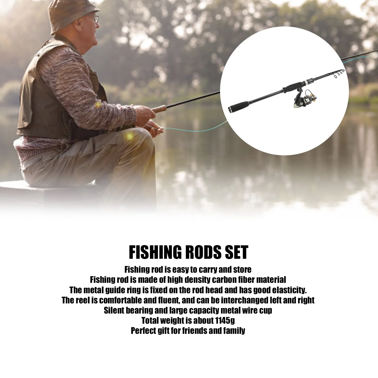 Fishing Rod and Reel Combo Set Fishing Rods Set Large Capacity Metal Wire Cup Silent Bearing Telescopic Rods for Beginners