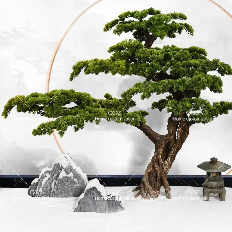 Custom Artificial Welcome Pine Tree Large Fake Luo Han Song Landscape Ornament for Shopping Mall Interior Decoration Beauty