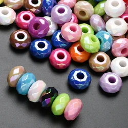 20Pcs 15mm Round Big Hole Beads AB Colorful Acrylic Spacer Loose Beads For Jewelry Making DIY Handmade Necklace Bracelet