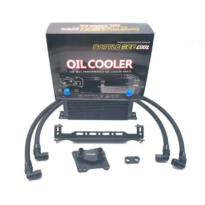 

1 Set of Oil Cooler Kit for BMW E87 N46 Engine Black Oil Cooler 13 Rows of Stainless Steel Braided Hoses