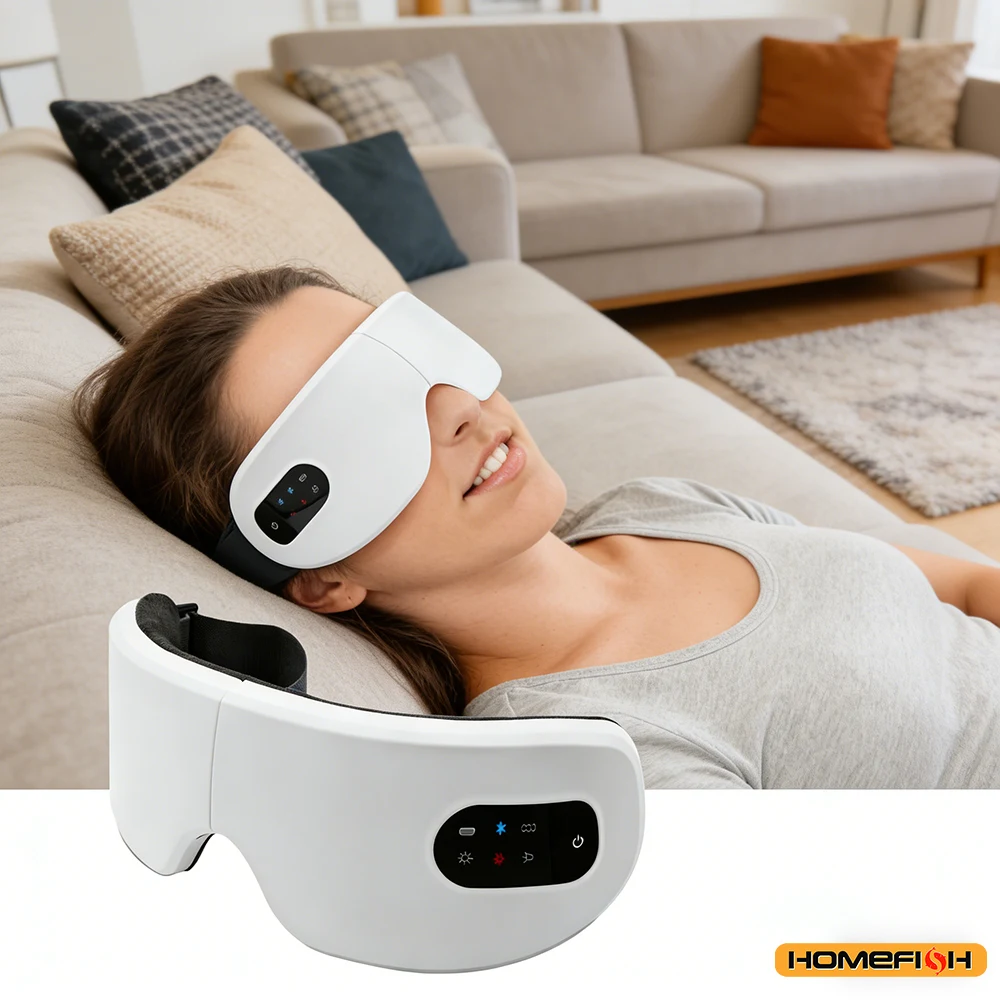 All-in-One Bluetooth Eye Massager with Vibration – Smart Mask with Wireless Charging for Eye Care