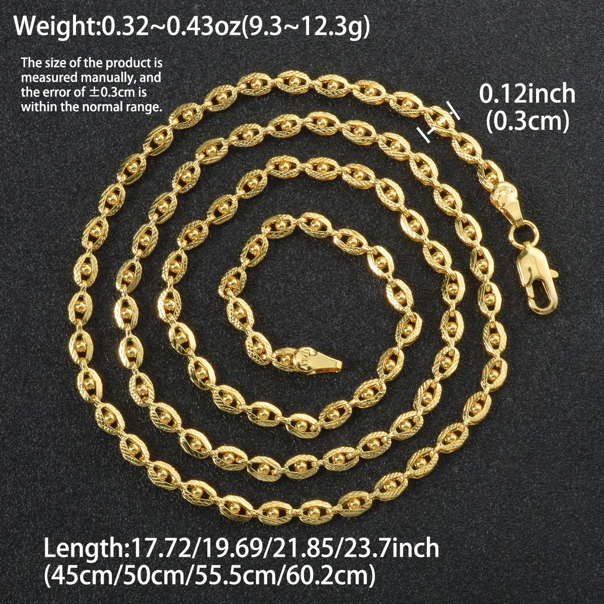 750 Italy 18k Gold-plated Copper Necklace Dubai Woven Bead Chain Neck Chain Jewelry Accessory Party Daily Wear For Friends Gifts