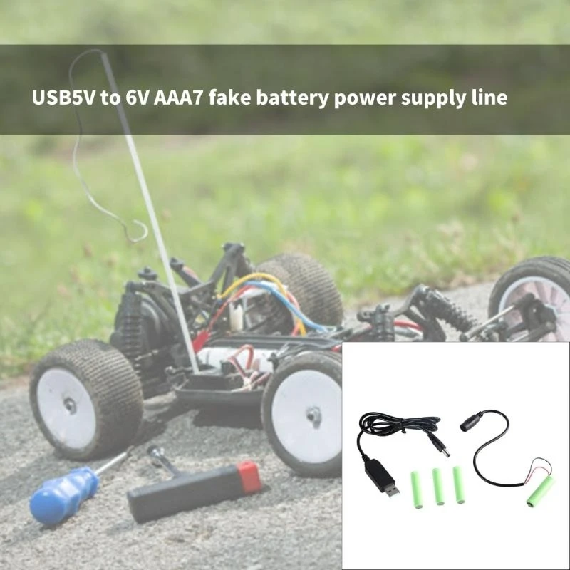 W91A 3A Dummy Battery Adapter USB Power Supply Cable Cord Replace 4pcs 1.5V AM-4 LR03 3A Batteries for Camera LED Light