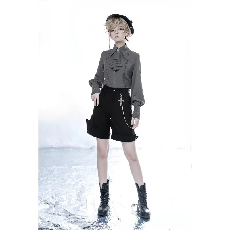 الأزرق خمر Kawaii لوليتا قميص المرأة Y2k Harajuku البلوزات ثقافة فرعية الخريف Blusas Mujer قميص قمصان Jk والبلوزات #4