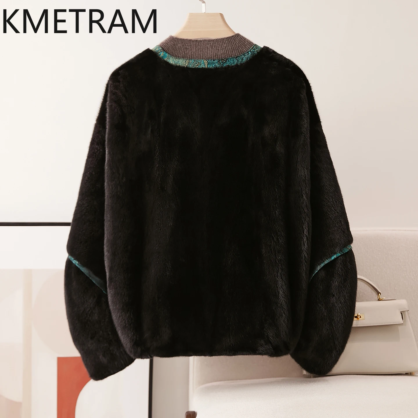 KMETRAM 100% معاطف فرو المنك ملابس سوداء عتيقة للمرأة 2025 شتاء أنيق قصير جديد في ملابس خارجية manteaux hiver فام