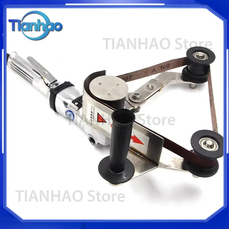 Pneumatic Pipe Belt Sander Tube Drawing Polishing Machine for Rounded Surfaces Pipe Belt Finisher Glazing for