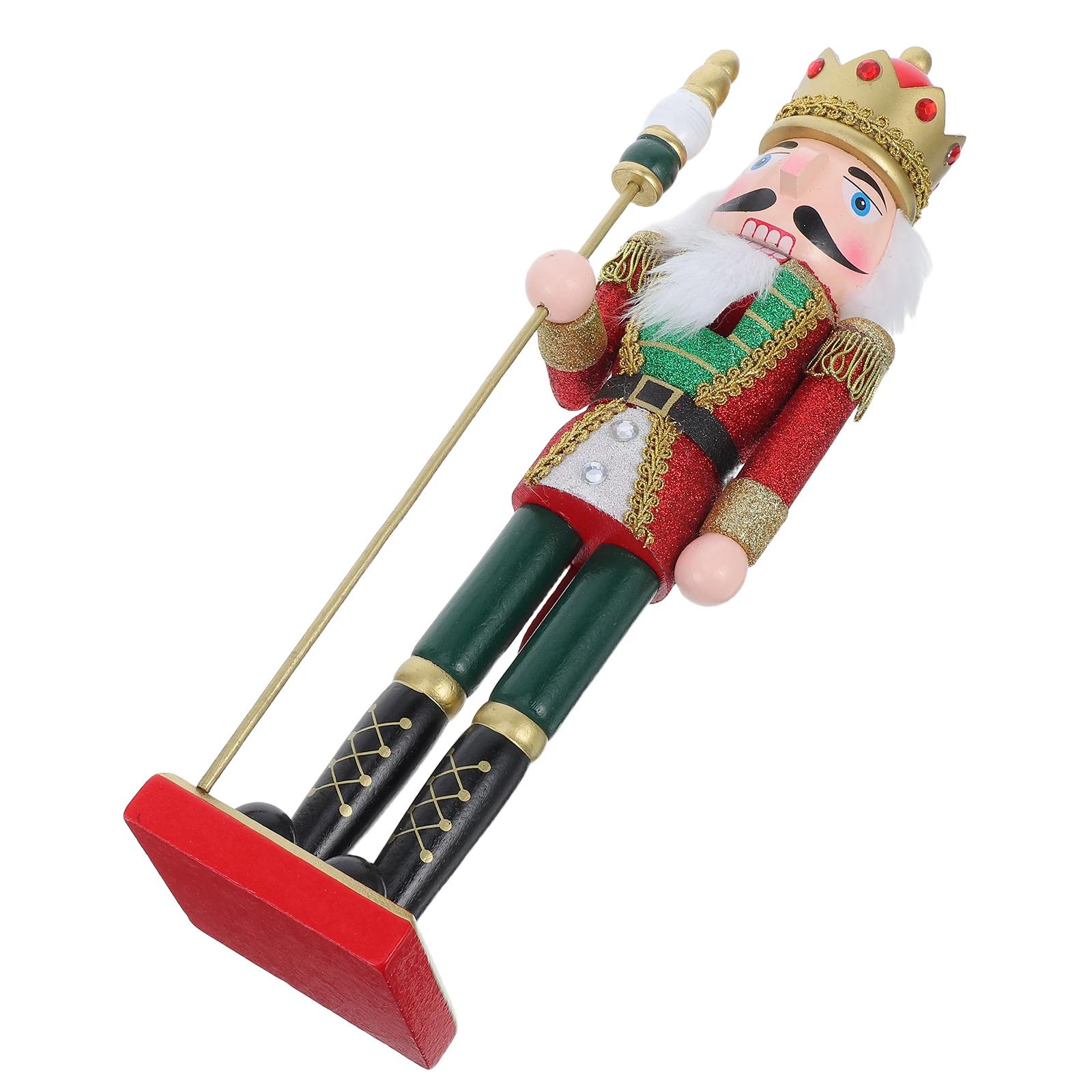 

Nutcracker Ornament Soldier Traditional King with Scepter Wood Christmas Wooden Ornaments