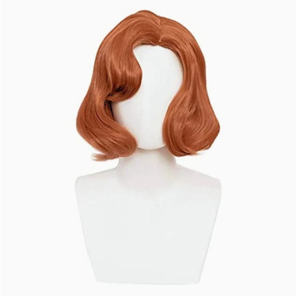 วิกผมคอสเพลย์สีแดงส้มผมสังเคราะห์ตรงวิกผมสั้นวิกผมผู้หญิงสำหรับงานปาร์ตี้