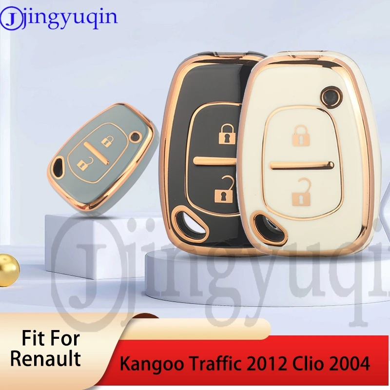 حافظة مفاتيح السيارة Jingyuqin الناعمة من مادة البولي يوريثان 2BTN لرينو كانجو ترافيك 2012 كليو 2004 ماستر لنيسان إنترستار أوبل فيفارو موفانو