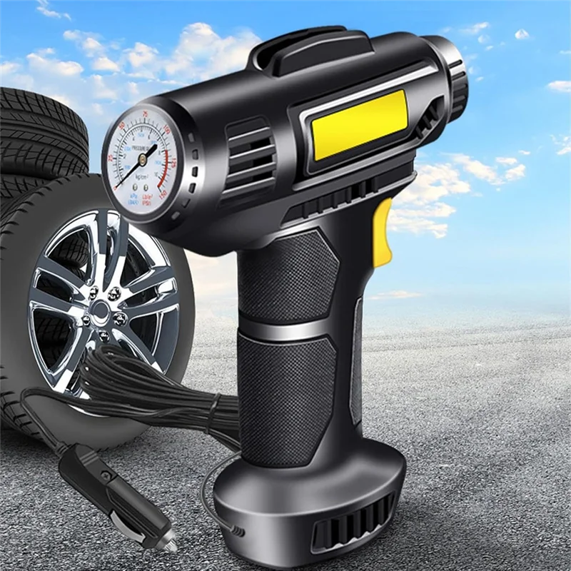 A65p-gonfiador de pneus compressor de ar portátil bomba de pneu de carro com medidor de pressão 150psi bomba de ar portátil para carro bicicleta esporte bola