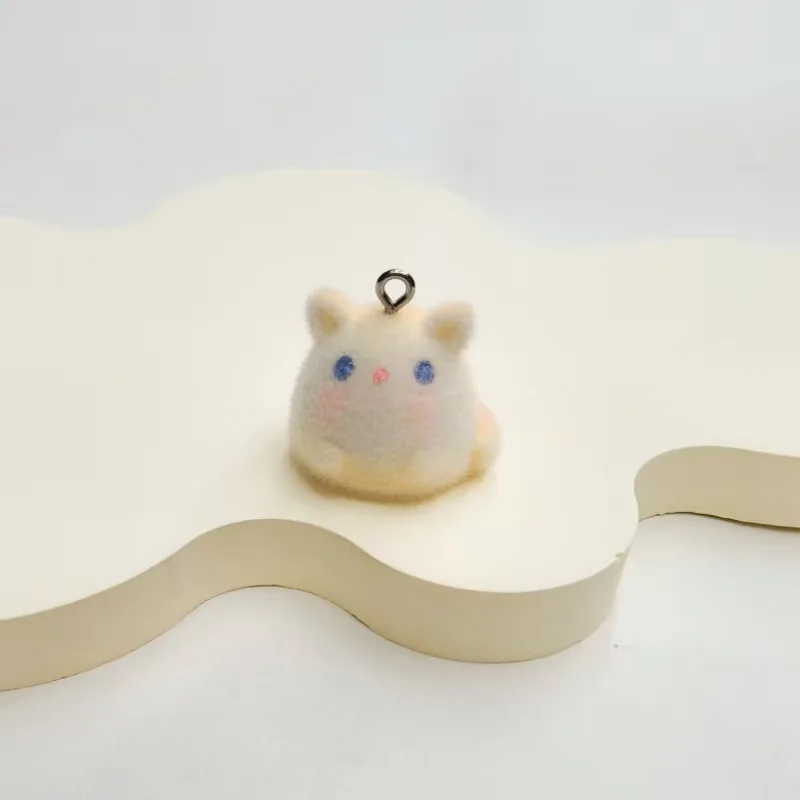 20pcs 3D Cartoon Flocking resin Animal charms cute Chubby frog cattle Pendants for Bag Keychains DIY crafts Jewelry making