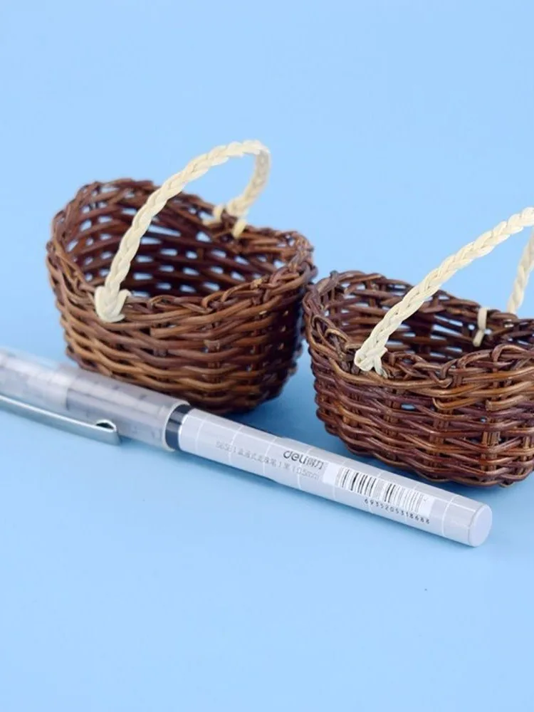 Mini paniers de fleurs tressés, accessoires avec poignée, panier d'arrangement de fleurs, emballage d'ornements de mariage, paniers portables