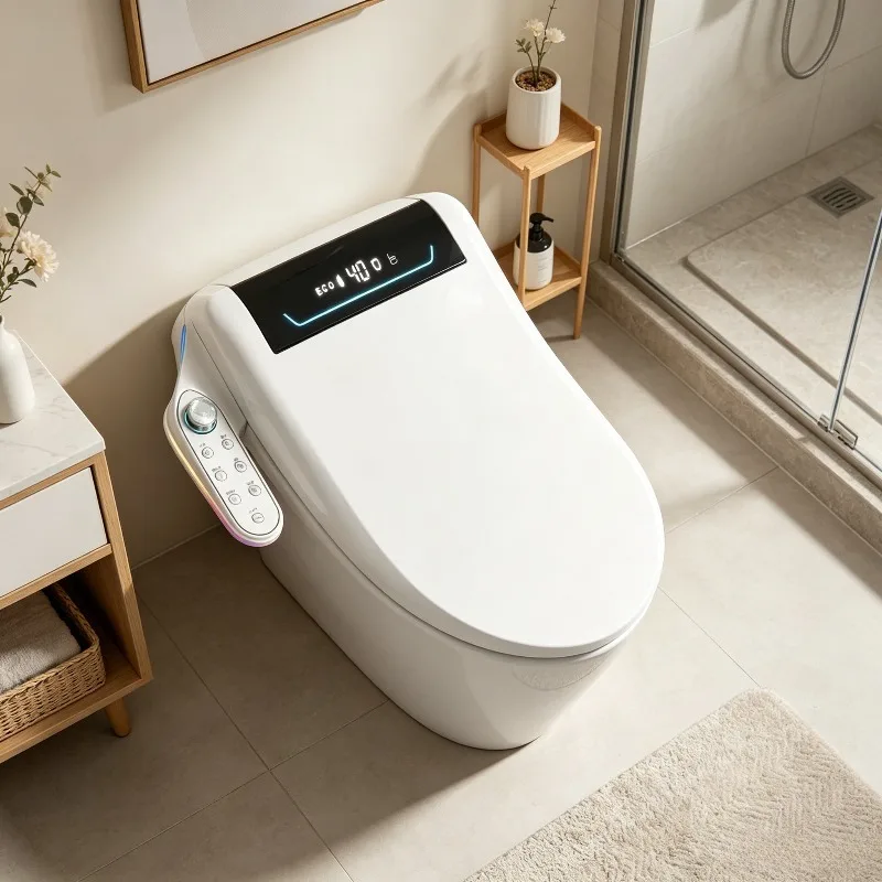 

Smart Toilet Seat Cover with Instant Heating, Multi-function Wash, Foam Shield, Electric Bidet Lid for Household Bathroom